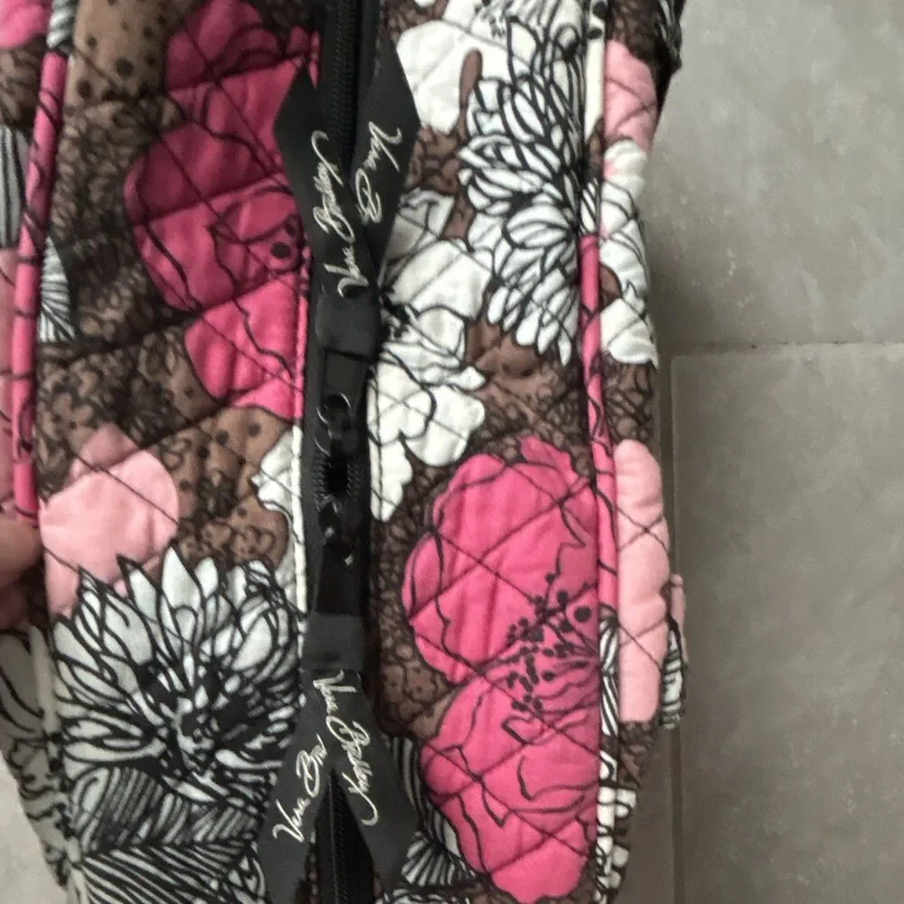 Vera Bradley Floral Pink Brown White computer bag size 15 x 12 x 4 inches
